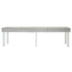 Sitzbank Weiss 160x35x45 cm Natur Kubu Rattan & Massivholz Mahagoni – Bild 2