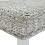 Sitzbank Weiss 160x35x45 cm Natur Kubu Rattan & Massivholz Mahagoni – Bild 4