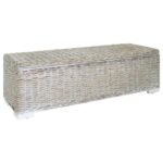Truhe Weiss 110 cm Natur Kubu Rattan & Massivholz Mahagoni