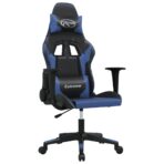 Gaming-Stuhl mit Massagefunktion Schwarz und Blau Kunstleder – Bild 2