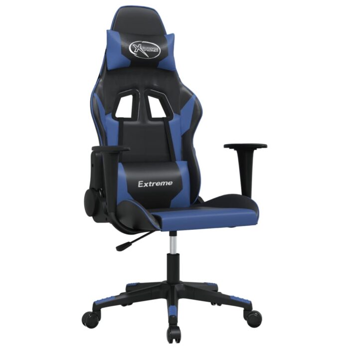 Gaming-Stuhl mit Massagefunktion Schwarz und Blau Kunstleder – Bild 2