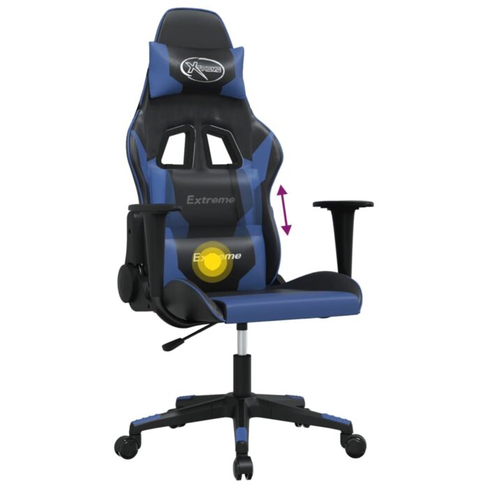 Gaming-Stuhl mit Massagefunktion Schwarz und Blau Kunstleder – Bild 6