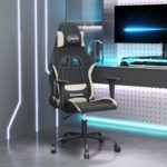 Gaming-Stuhl mit Massagefunktion Schwarz und Creme Stoff