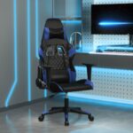 Gaming-Stuhl mit Massagefunktion Schwarz und Blau Kunstleder