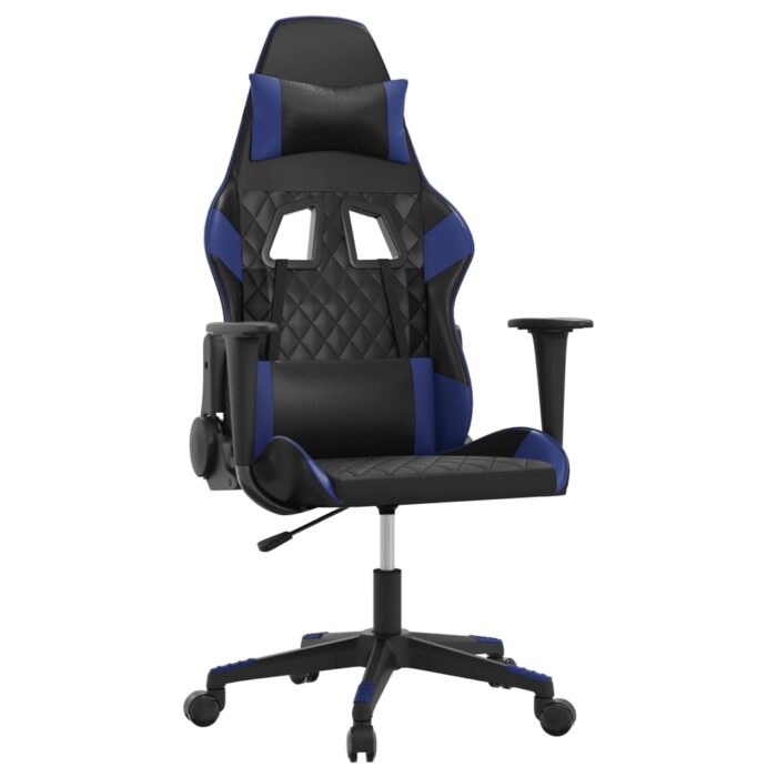 Gaming-Stuhl mit Massagefunktion Schwarz und Blau Kunstleder – Bild 2