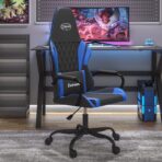 Gaming-Stuhl mit Massagefunktion Schwarz und Blau Kunstleder
