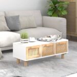 Couchtisch Weiss 80x40x30 cm Holzwerkstoff & Massivholz Kiefer