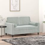 Zierkissen 2 Stk. Hellgrau Ø15x50 cm Samt