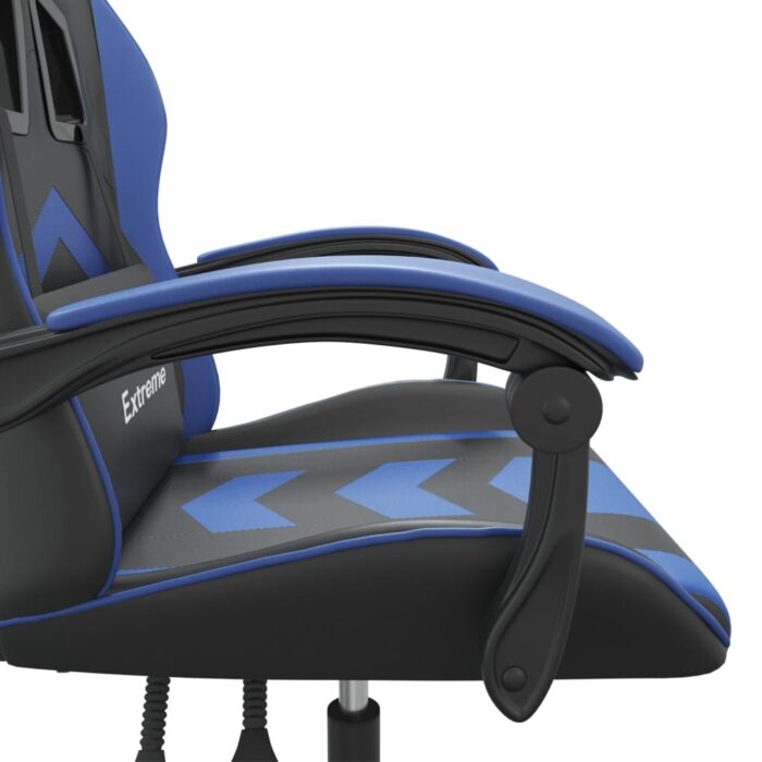 Gaming-Stuhl Drehbar Schwarz und Blau Kunstleder – Bild 7