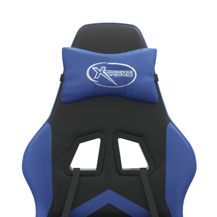 Gaming-Stuhl Drehbar Schwarz und Blau Kunstleder – Bild 8