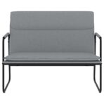 Sitzbank Hellgrau 100x64x80 cm Stoff – Bild 3