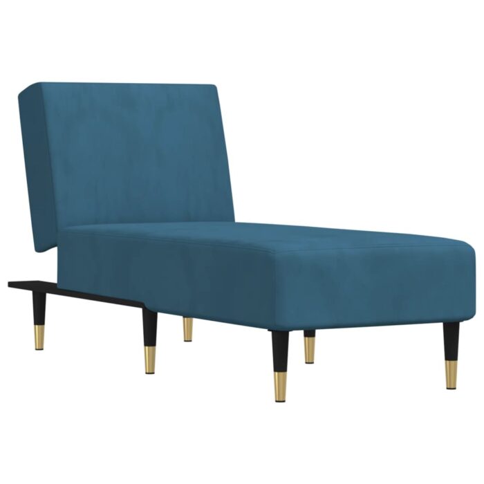 Chaiselongue Blau Samt – Bild 2