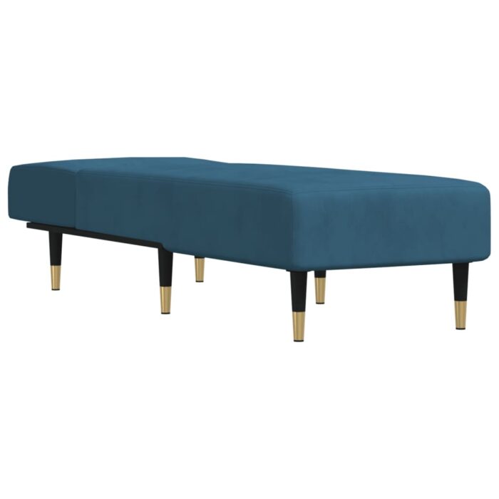 Chaiselongue Blau Samt – Bild 3