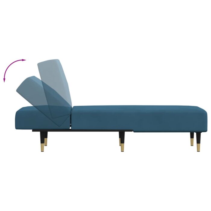 Chaiselongue Blau Samt – Bild 6