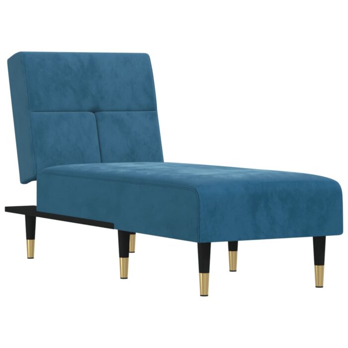 Chaiselongue Blau Samt – Bild 2