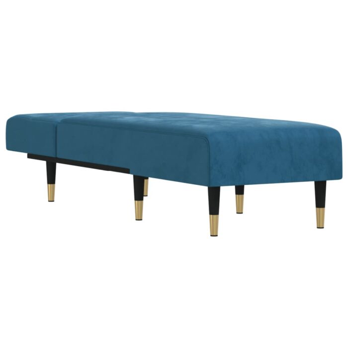 Chaiselongue Blau Samt – Bild 3