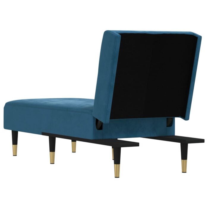 Chaiselongue Blau Samt – Bild 5