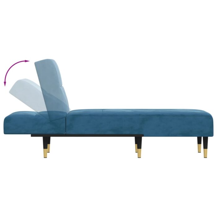 Chaiselongue Blau Samt – Bild 6