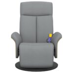 Massagesessel mit Fussteil Hellgrau Stoff – Bild 3