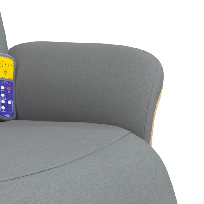 Massagesessel mit Fussteil Hellgrau Stoff – Bild 8