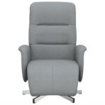 Relaxsessel mit Fussteil Hellgrau Stoff – Bild 3