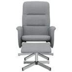 Relaxsessel mit Fusshocker Hellgrau Stoff – Bild 3