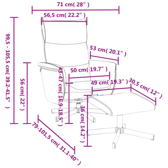 Relaxsessel mit Fusshocker Grau Kunstleder – Bild 9
