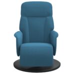 Relaxsessel mit Fussteil Blau Samt – Bild 3