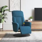 Massagesessel mit Fussteil Blau Samt