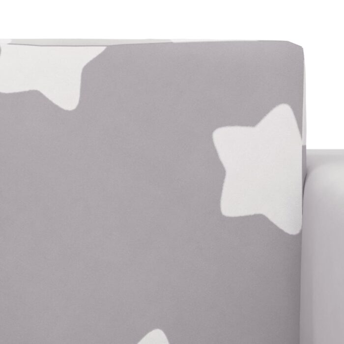 Kinder-Schlafsofa 2-Sitzer Hellgrau mit Sternen Weicher Plüsch – Bild 7