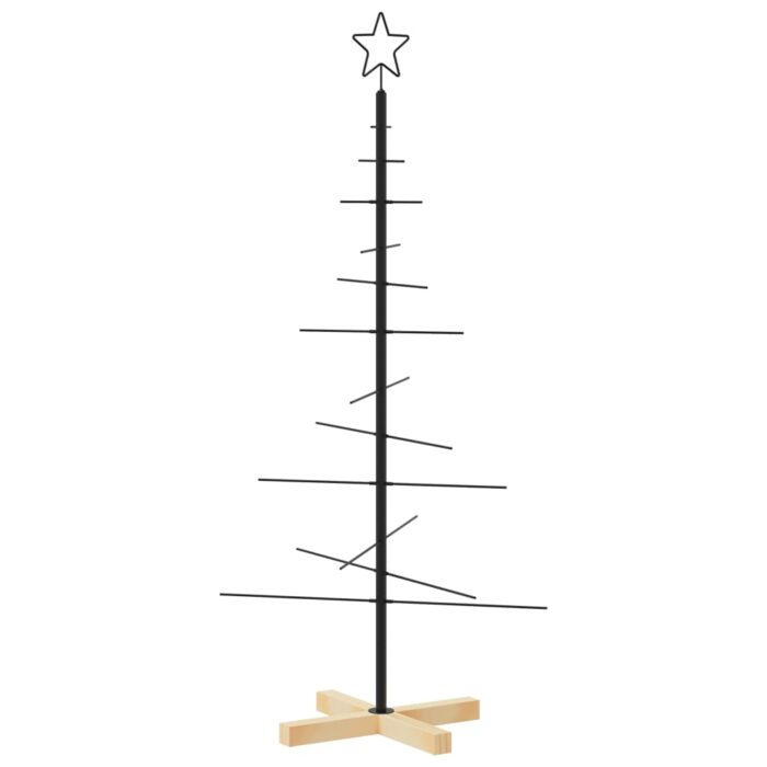 Weihnachtsbaum Metall mit Holzständer Schwarz 120 cm – Bild 2