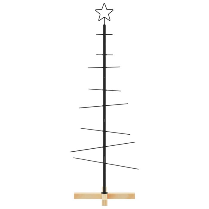 Weihnachtsbaum Metall mit Holzständer Schwarz 120 cm – Bild 3