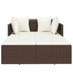 Sonnenliege mit Kissen Braun 182x118x63 cm Poly Rattan – Bild 3