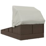 Sonnenliege mit Faltdach Braun 200x114x128 cm Poly Rattan – Bild 5