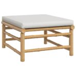 3-tlg. Garten-Lounge-Set mit Hellgrauen Kissen Bambus – Bild 5