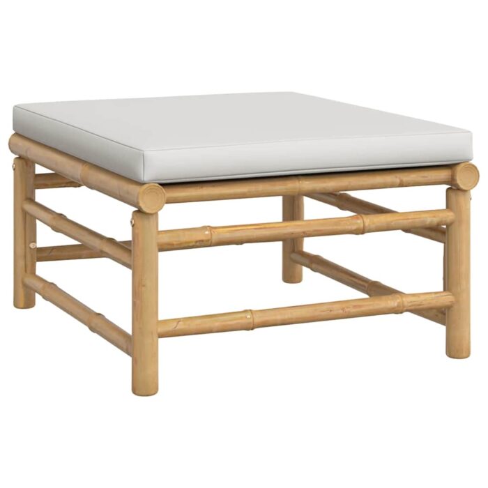 3-tlg. Garten-Lounge-Set mit Hellgrauen Kissen Bambus – Bild 5