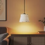 Lampenschirm Weiss Ø15x12 cm Korbweide – Bild 3