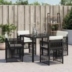 Gartenstühle mit Kissen 4 Stk. Schwarz Poly Rattan – Bild 3