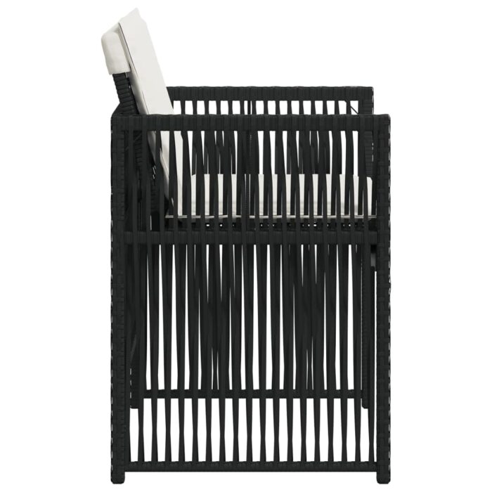 Gartenstühle mit Kissen 4 Stk. Schwarz Poly Rattan – Bild 6