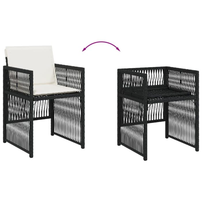Gartenstühle mit Kissen 4 Stk. Schwarz Poly Rattan – Bild 8