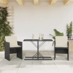 3-tlg. Bistro-Set mit Kissen