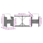 3-tlg. Bistro-Set mit Kissen Schwarz Poly Rattan – Bild 11