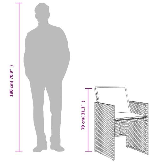 3-tlg. Bistro-Set mit Kissen Schwarz Poly Rattan – Bild 12