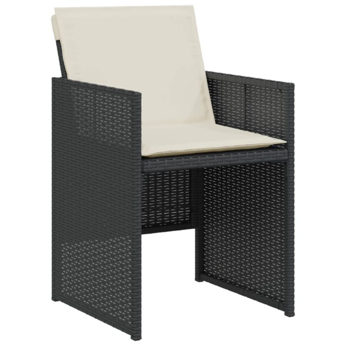 3-tlg. Bistro-Set mit Kissen Schwarz Poly Rattan – Bild 4