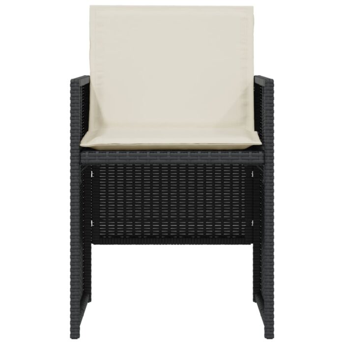 3-tlg. Bistro-Set mit Kissen Schwarz Poly Rattan – Bild 5