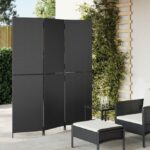 Paravent 3-tlg. Schwarz Poly Rattan