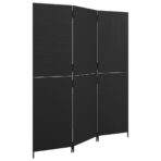 Paravent 3-tlg. Schwarz Poly Rattan – Bild 2