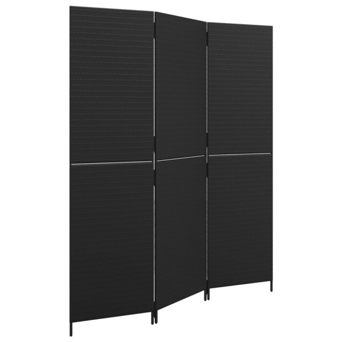 Paravent 3-tlg. Schwarz Poly Rattan – Bild 2