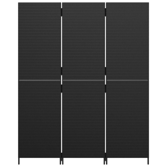 Paravent 3-tlg. Schwarz Poly Rattan – Bild 5