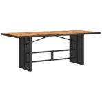 Gartentisch mit Holzplatte Schwarz 190x80x75 cm Poly Rattan – Bild 2